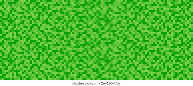 Pixel grass seamless pattern. Pixelart computer block texture. Digital green grass pattern. Game style squared background. Vector illustration isolated on white background.