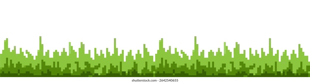Pixel grasses vector in a retro, blocky style. Perfect for game environments, digital landscapes, pixel art designs, or adding a nostalgic touch to any graphic project.
