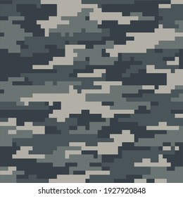 Pixel gray vector camouflage, classic background. Modern pattern for textiles.