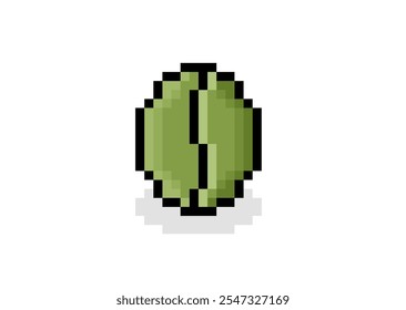 pixel green coffee beans icon. Vector pixel art coffee beans 8 bit for game company logo template 