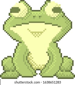 Pixel green frog with face for games and applications