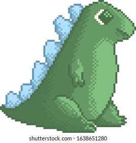 Pixel green little dragon for games and applications