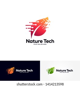 pixel green logo designs template, creative technology logo symbol