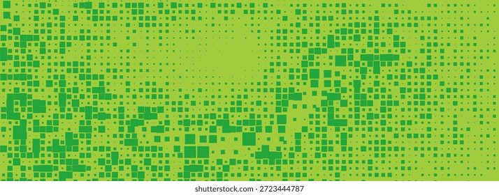 Mosaico verde Pixel. Fondo de Vector abstracto monocromático. Fondo pixelado retro. Portada de un cómic o manga.Eps10
