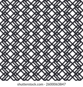 Pixel Grid Pattern, 8 bit line geometric ornament seamless vector background. Great for mobile app, web design, banner, etc.
