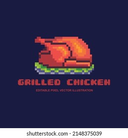 Pixel grilled chicken icon vector illustration
