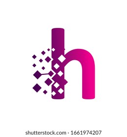 Pixel H Letter Logo design, Creative Vector Template symbol