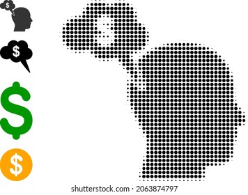 Icon für das Bankdenken von Pixel-Hälfte und Quellsymbole. Vektor-Halftone Collage des Bankdenkens Symbol mit abgerundeten Positionen gebildet.