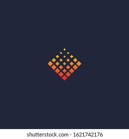 Pixel halftone diamond logo icon