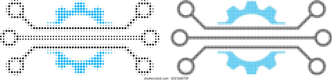 Icono de la industria digital a medio tono de Pixel. Patrón de semitono vectorial del icono de la industria digital creado de elementos redondos.