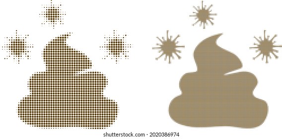 Pixelhalftone-Ikone infizierte Scheiße. Vektor-Halftone-Mosaik von infizierten Scheiße Symbol kombiniert mit Kreispunkten.
