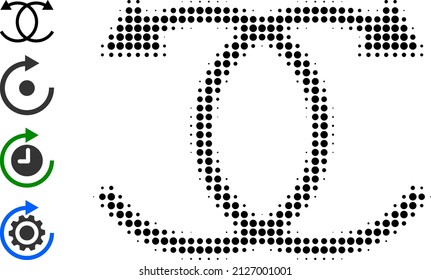 Pixel halftone knot rotation icon, and other icons. Vector halftone concept of knot rotation icon designed from round items.