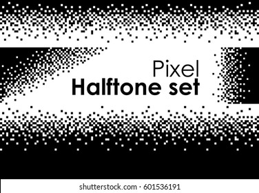Pixel halftone set futuristic 8  bit computer hi  tech design