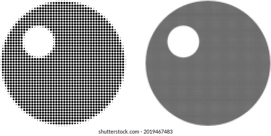Pixel halftone sphere icon. Vector halftone mosaic of sphere icon done of circle points.