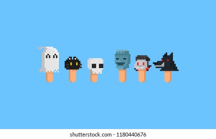 Pixel halloween monster ice creams.8bit.