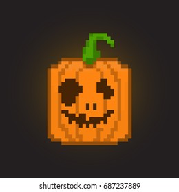 Pixel halloween pumpkin for games and applications