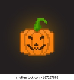Pixel halloween pumpkin for games and applications