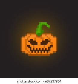 Pixel halloween pumpkin for games and applications