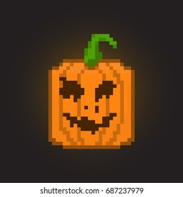 Pixel halloween pumpkin for games and applications