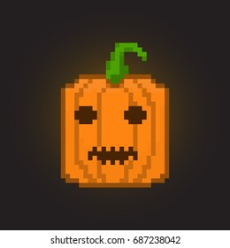 Pixel halloween pumpkin for games and applications