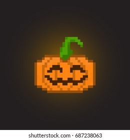 Pixel halloween pumpkin for games and applications