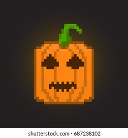 Pixel halloween pumpkin for games and applications