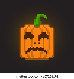 Pixel halloween pumpkin for games and applications