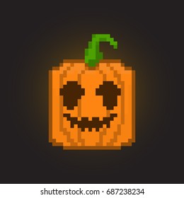 Pixel halloween pumpkin for games and applications