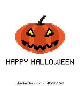 Pixel Halloween pumpkin. Vector drawing. Isolated object on a white background. Isolate.