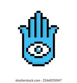 pixel hamsa hand icon vector pixel art spirituality eye for 8 bit game