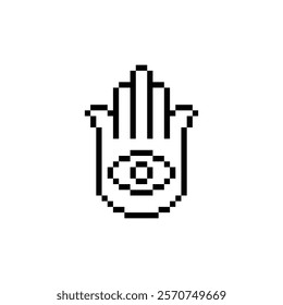 pixel hamsa hand icon vector pixel art spirituality eye for 8 bit game