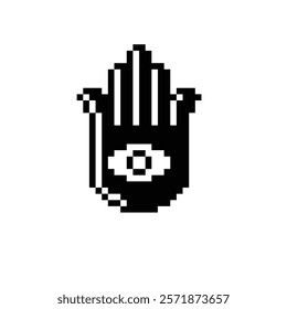 pixel hamsa hand icon vector pixel art spirituality eye for 8 bit game