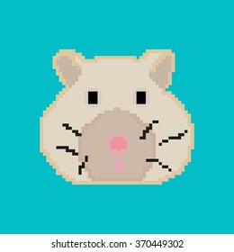 Pixel hamster on a blue background.