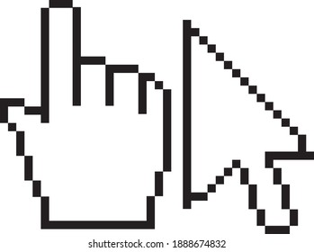 Pixel Hand And Arrow Cursor