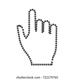 Pixel hand black icon .