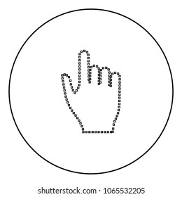 Pixel hand black icon in circle outline