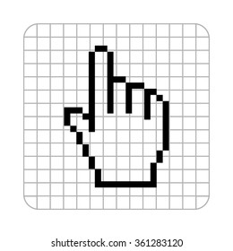 pixel hand  - black vector icon