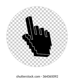 pixel hand -  black vector icon
