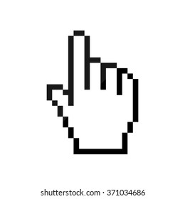 pixel hand -  black vector icon