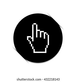 pixel hand  - black vector icon