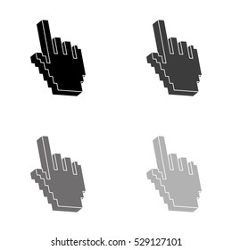 pixel hand -  black vector icon