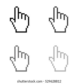 pixel hand  - black vector icon