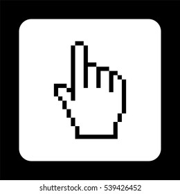 pixel hand  - black vector icon