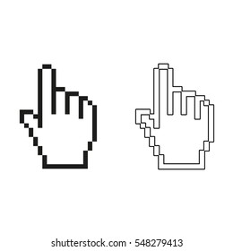 pixel hand -  black vector icon