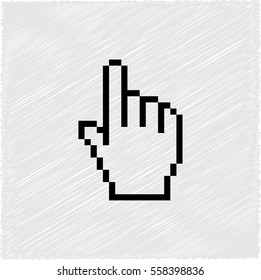 pixel hand  - black vector icon