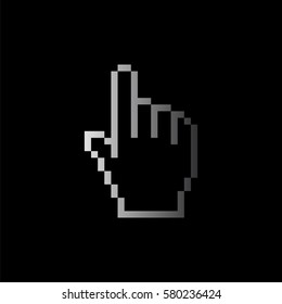 pixel hand -  black vector icon