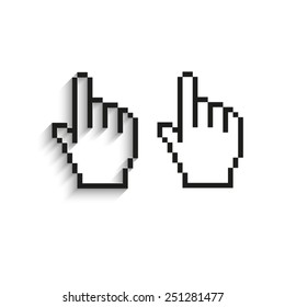 pixel hand - black vector icons