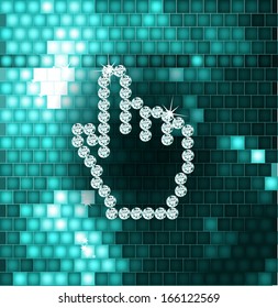 Pixel hand from brilliant. Vector illustration