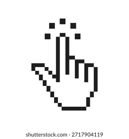 Vector de Hacer clic de mano de píxeles Icon Retro Cursor