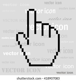 pixel hand cursor black vector icon
